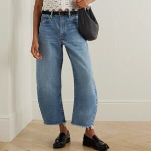 NWT Frame The Bubble Crop Knock Out Raw Fray Hem Jeans Size 27 $298